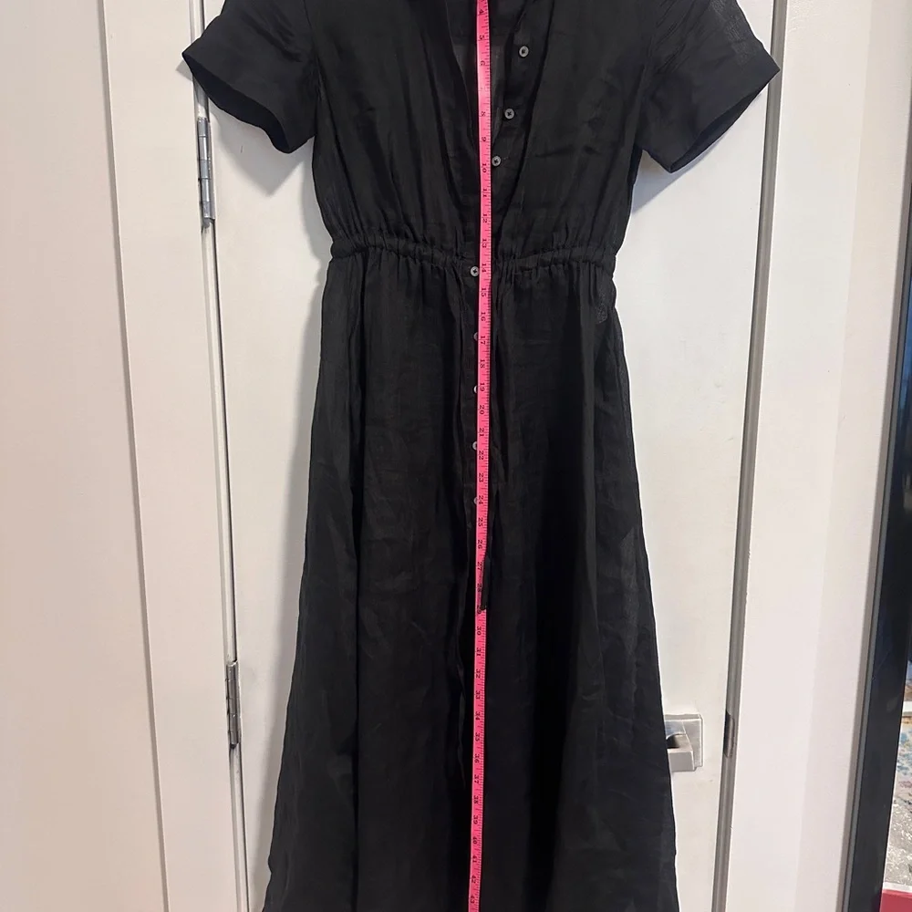 J.Crew Sheer Black Button-Front Tie Waist Women's Dress Size 0